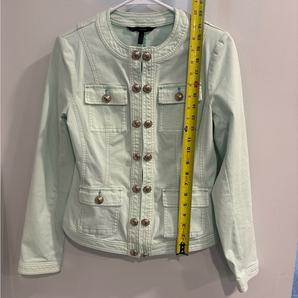 White House Black Market Light Mint Green Jacket Beautifully Military Style - Picture 5 of 16